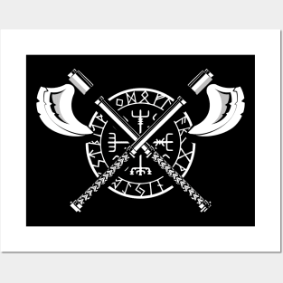 Viking axes and runes Posters and Art